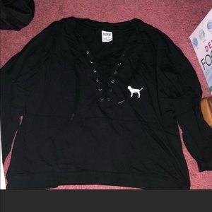 PINK Black cropped sweatshirt